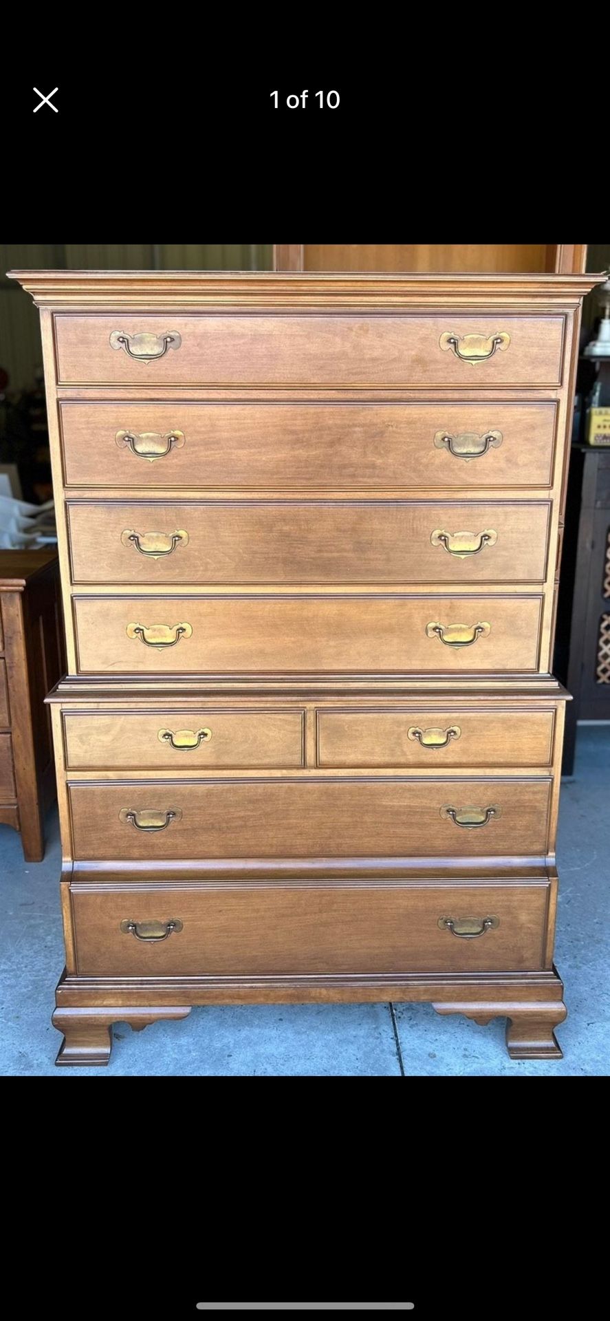 Vintage PA House 8 Drawer Lowboy Cherry Dresser