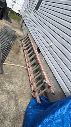 red fiberglass ladder 24 foot long