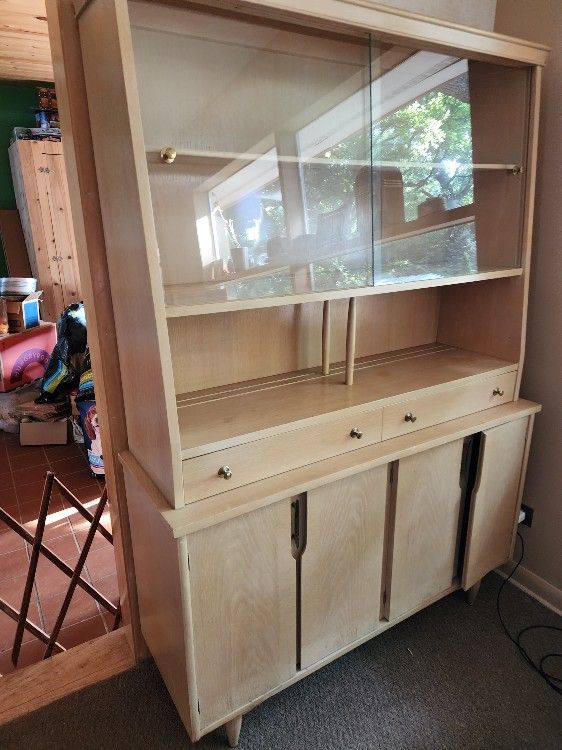 1950's Blonde China Cabinet
