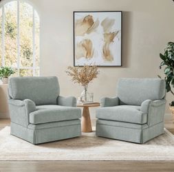 Set Of 2 32.7'' Skirted Swivel Accent Arm Chairs For Living Room, Bedroom
