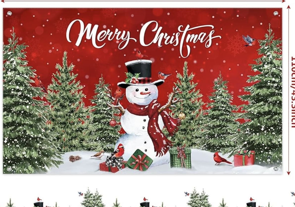 Christmas Backdrop with English Text "Merry Christmas", Party Decoration, Christmas Photography, Winter Photography Props, New Year Holiday Supplies