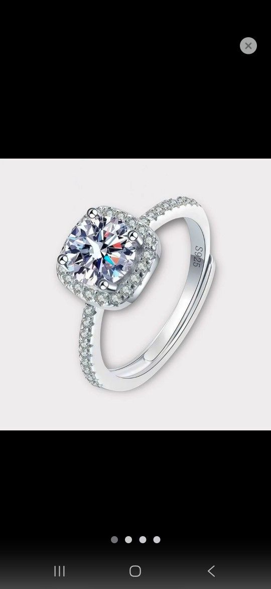 Moissanite Square Halo Ring