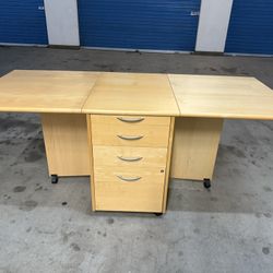 Fold-Out Table + File Cabinet Combo — Compact & Expandable!