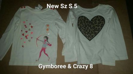 New Sz 5 Small girls 2pc top lot by Gymboree & Crazy 8 nwt heart Valentine's day