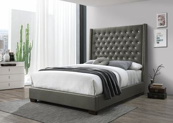 Brand New Grey/Black Upholstered Tufted King And Queen Size Bed Frame | Pay After Delivery 