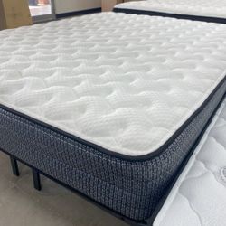Queen Mattress And Metal Base 