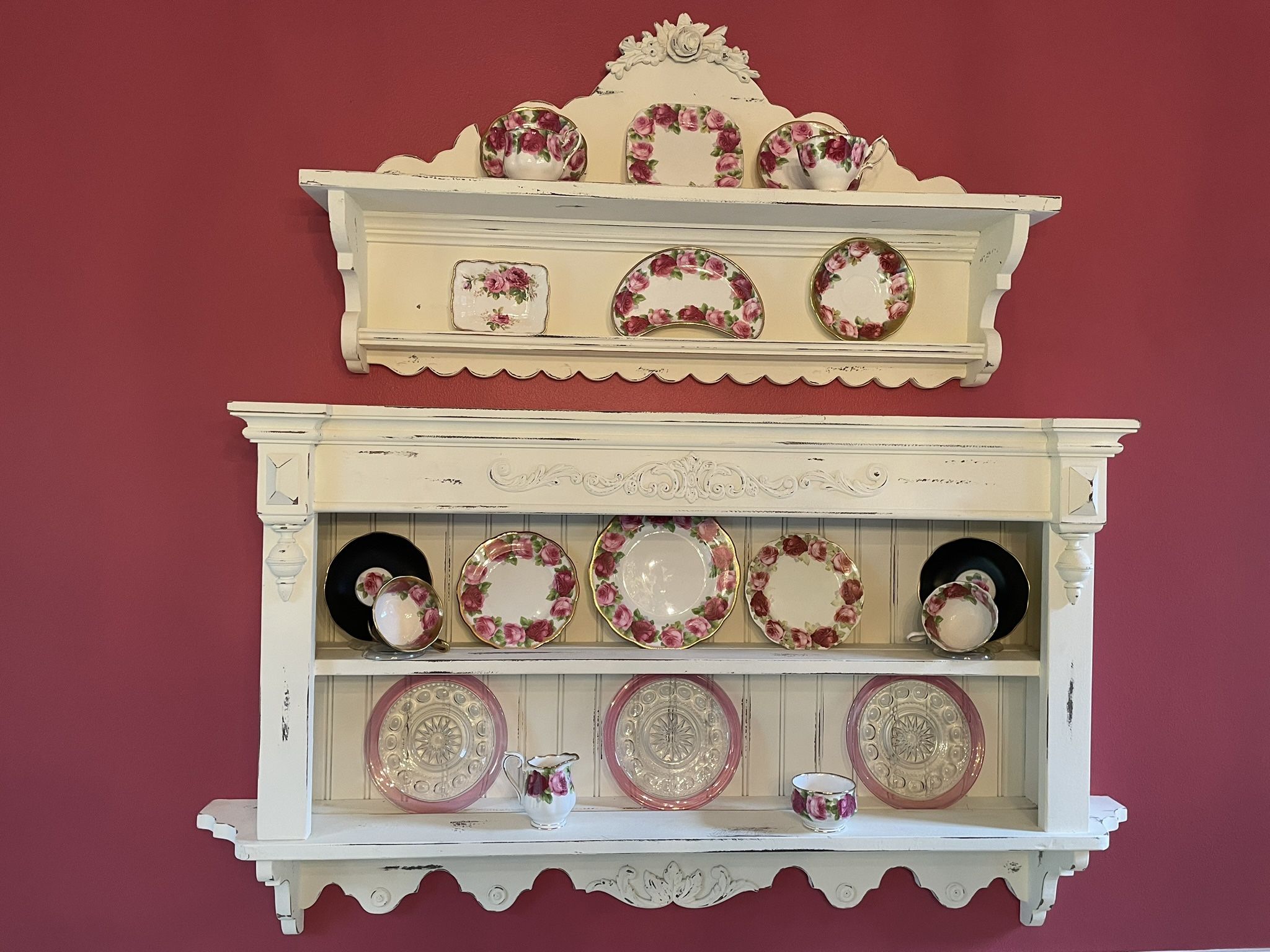 display shelves vintage style wall mount 2 units.