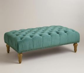 World Market Tufted Blue/green Ottoman