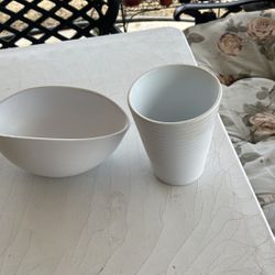 Two White Indoor Plant Pots