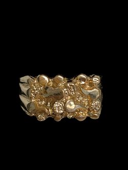 Mens gold nugget ring #31027