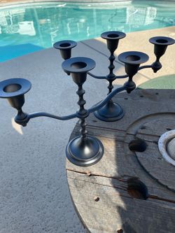 Vintage Candle holders 8 inches high / 10 inches wide (2) black