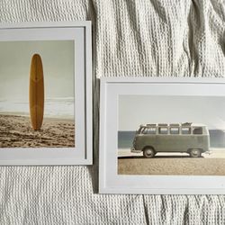 (Set of 2) 16" x 20" Van and Surfboard Framed Wall Art - Project 62 Coastal Decor