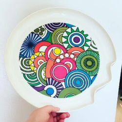 1969 Deka Plastics Op-Art Psychedelic Print Plastic Serving Tray