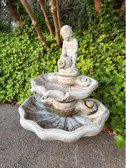 Vintage Henri Studio Little Boy Concrete Fountain