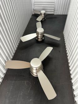 3 Brushed Nickel Ceiling Fans with Light Kit and 3 Reversible Blades