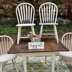 Solid Wood Drop Leaf Table With Leaf And 2 Chairs