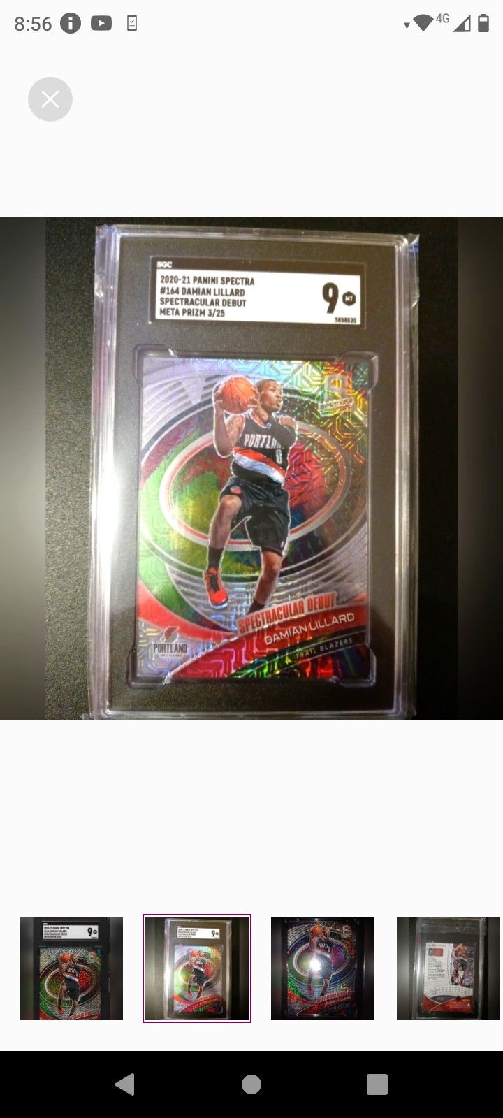 Damian lillard meta prizm card /25 spectra basketball 2020-21 graded sgc 9