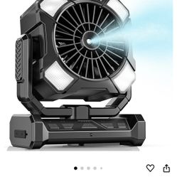 Portable Misting Fan, Camping Fans with Remote, 24000mAh Rechargeable Battery Cooling Fan for Outdoors Patios, Rechargeable Fans 270° Adjustable, Hang