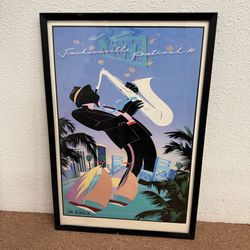 Vintage Jazz Festival Poster 1980’s Jacksonville Signed Artist Kim Whitesides