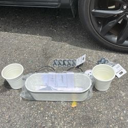 Ikea FINTORP Oblong Plant Holders Buckets Cream Hanging Storage