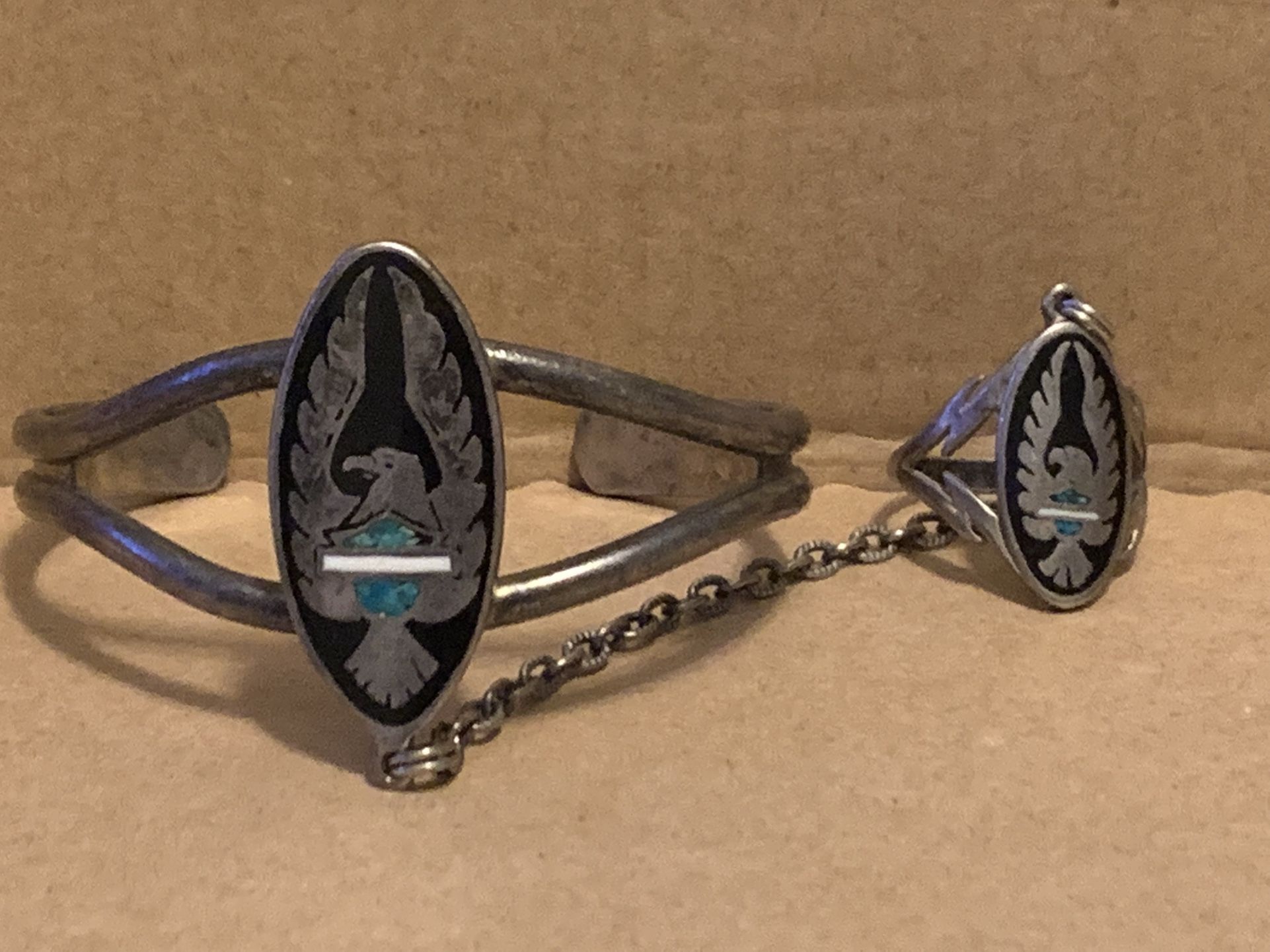 G&S 85 86 Silver Turquoise Navajo Bracelet Ring PRICE LOWERED   NEED TO BUY FOOD!!!