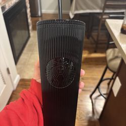 Starbucks Black Pleated Metallic Double Core Tumbler 2024 Venti Cold NEW