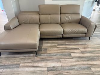50% OFF - Leather Couch Power Recliner