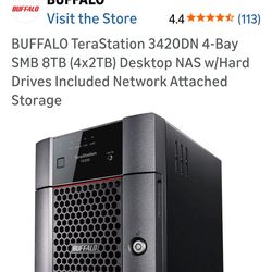 BUFFALO TERASTATION 3420DN 4-BAY SMB 8TB (4X2TB) DESKTOP NAS W/HARD DRIVES INCLUDING NETWORK ATTACHED STORAGE