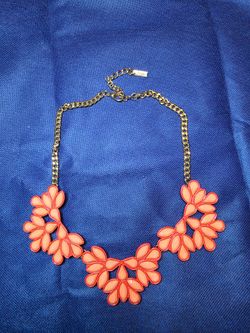 Vintage Coral Flower Statement Necklace