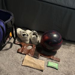 8-10 Pound Bowling Ball. Women’s Shoes 10  Inches (doesn’t Say Size) And Accessories 