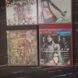 Four Playstation 3 Games Lot. Final Fantasy 13, Heavy Rain, Kingdom Hearts 1.5 , Lego Indiana Jones.  