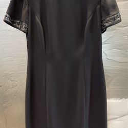 Tailored Donna Morgan Fully Lined Black Midi Dress.  Sz 12.