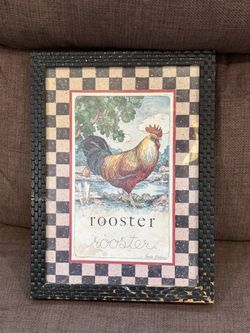 Pre Owned Vintage FARMHOUSE ROOSTER LITHOGRAPH MATTED PRINT by Pamela Gladding