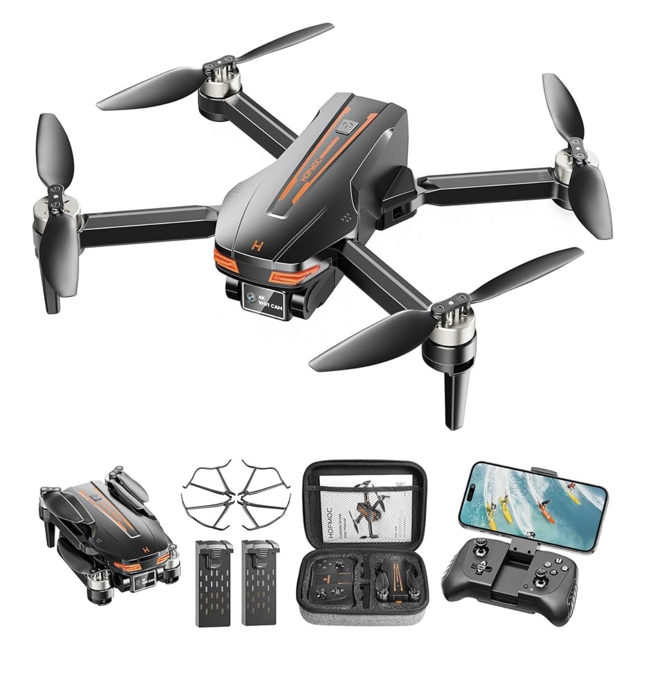 Drones with Camera 4K for Adults Kids, Brushless Motor Mini Drone, Foldable FPV RC Drone with Propeller Guards, One Key Take Off/Land, Gravity/Voice C