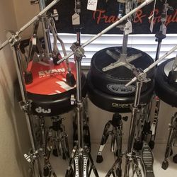 Drum Set, Cymbal Stands,  Snare Drum Stands,  Pedals,  Thrones And More