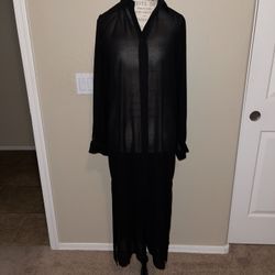 Like New Long Black Sheer  Cover Up For Dress Bathing Suit Or Jeans Size L $20 Firm 