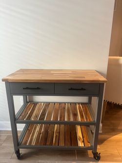Kitchen Island Cart with Butcher Block Top