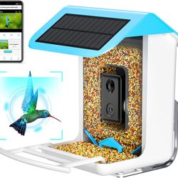 Smart Bird Feeder with Camera, AI Identify Bird Species,Solar Panel with Wireless Connection Bird Camera Auto Capture Notify