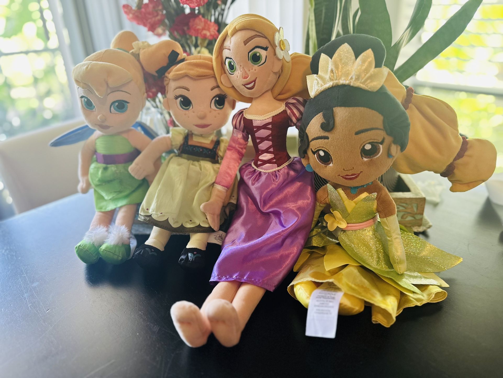 Disney Princess Bundle Of Rapunzel, Tiana, Tinkerbell & Anna Plush