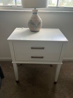 White 2-Drawer Nightstand End Table
