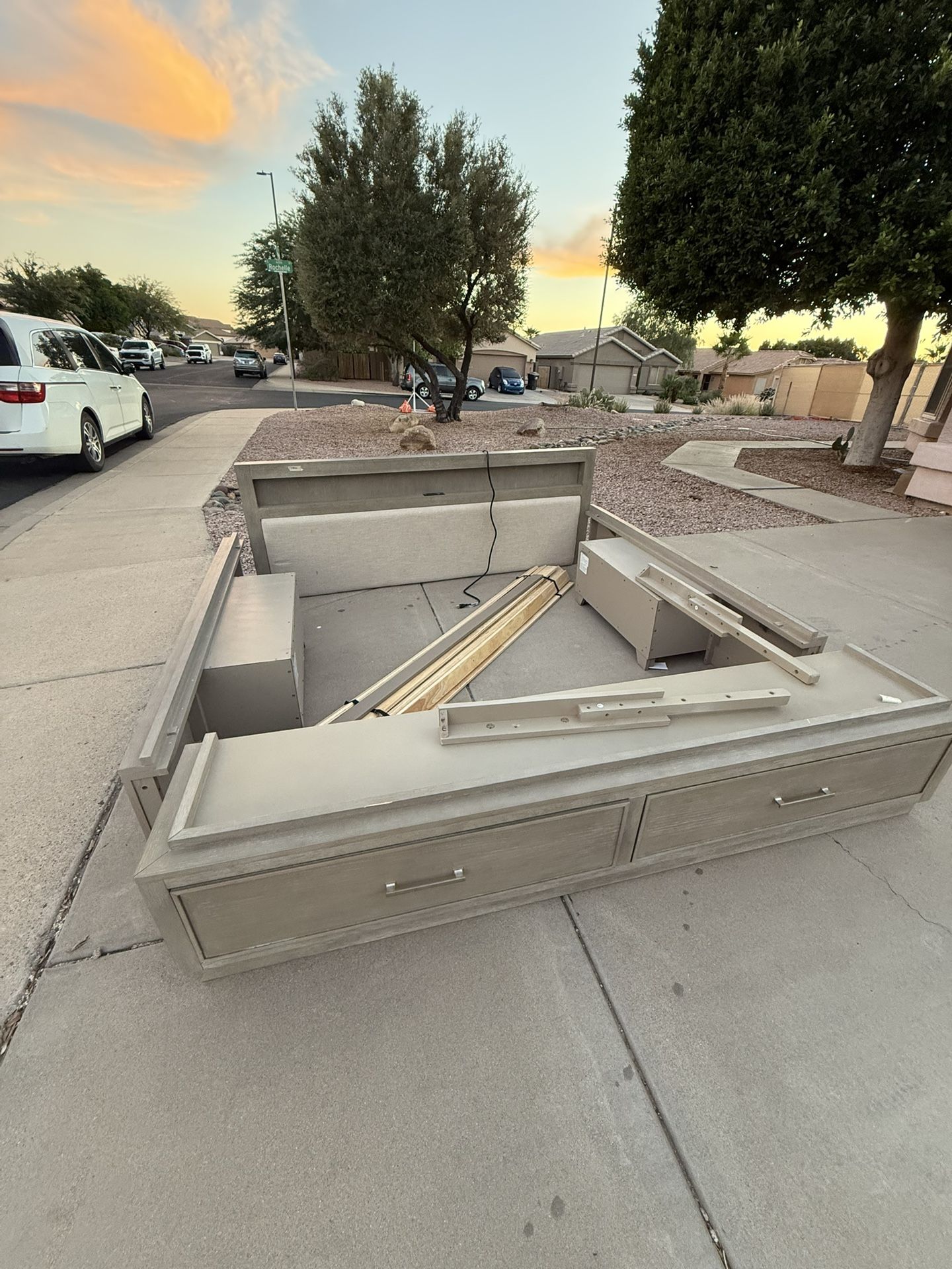 King Storage Bed Frame with Electrical Outlet