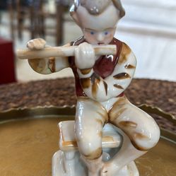 1940s Ceramic Porcelain Figurine-Boy Playing the Flute made in Japan