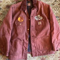 Carhartt Chore Coat XL Pink Panther USC Patches 48 Red Wine Dye