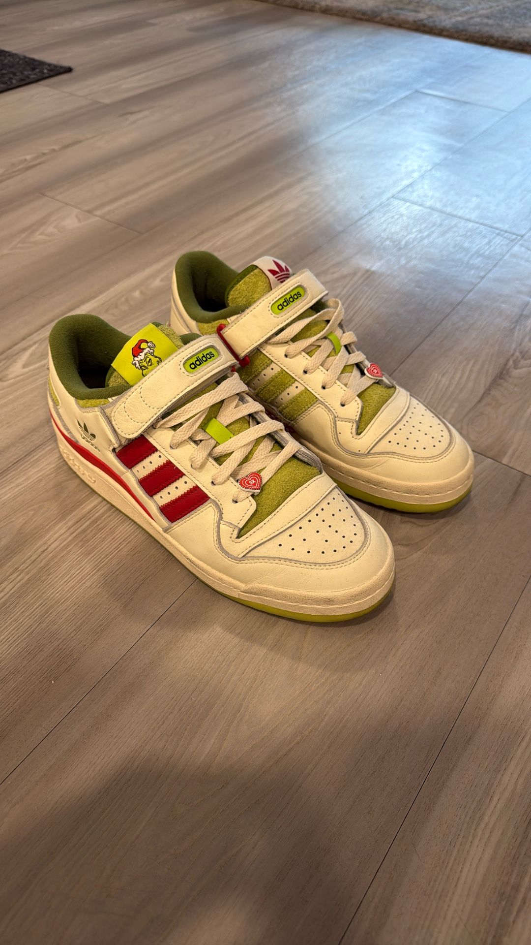 Adidas White Shoes (Grinch edition)