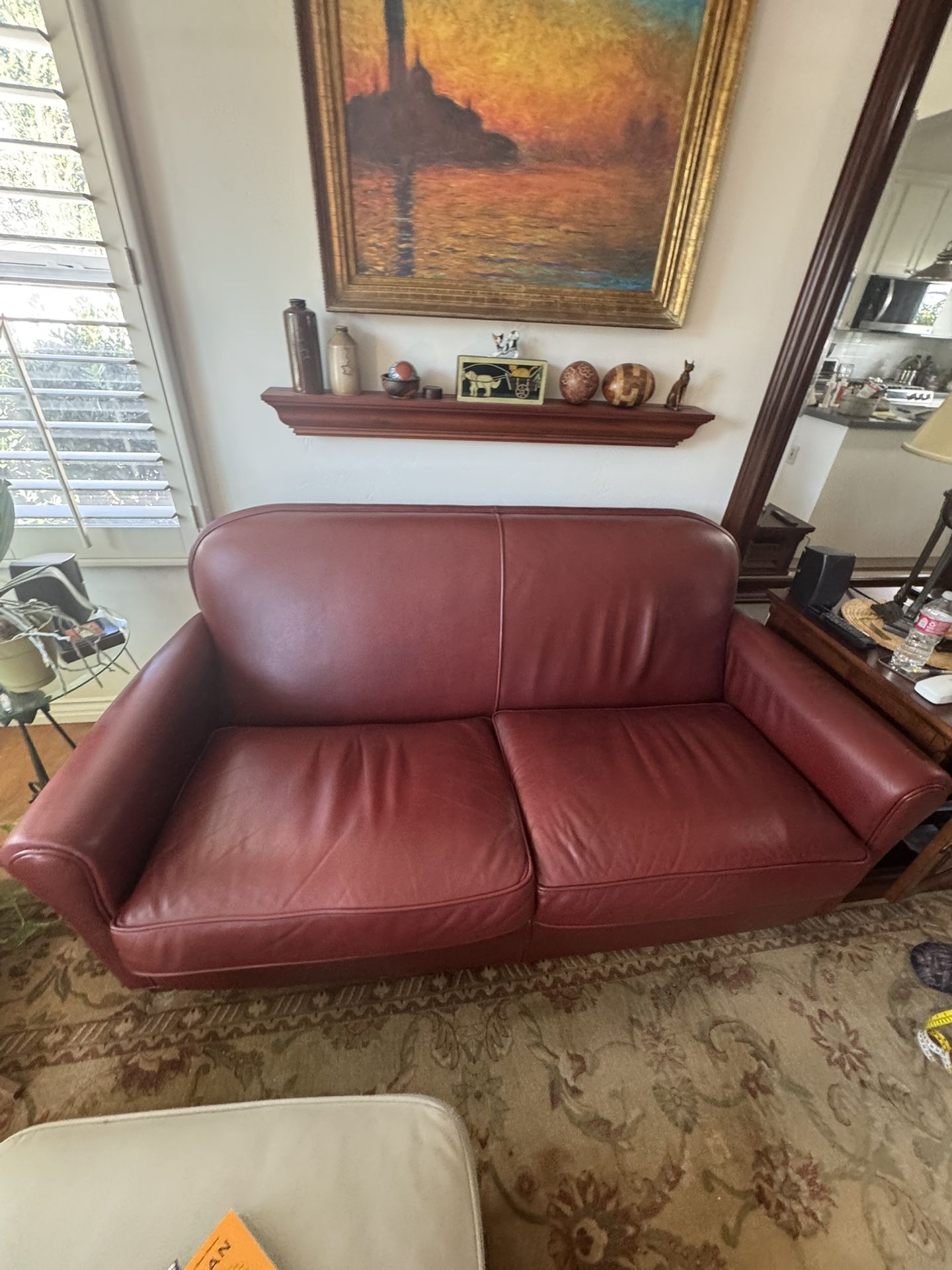 Merlot Leather Couch β $100 (Pacific Beach)