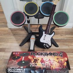 Harmonix Rock Band 4 Drum Set W/ Pro Cymbals Expansion/Pedal/Guitar PlayStation