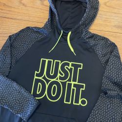 Like New Nike Black / Neon Just Do It Smooth Weighted Sweatshirt Hoodie Size L 
