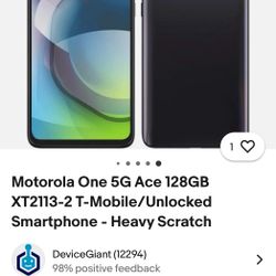 3 of 4 Tmobile Motorola One 5G ACE Cellphones Like New NO SCRATCHES With Box In Ott-box Cases 128GB