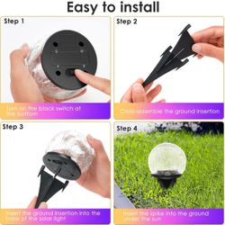 Garden Solar Lights Outdoor Decorative, Colored Cracked Glass Solar Globe Lights, Upgraded Waterproof Multicolor LED Ball Lights for Yard Path