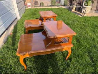 2 Vintage solid wood side tables